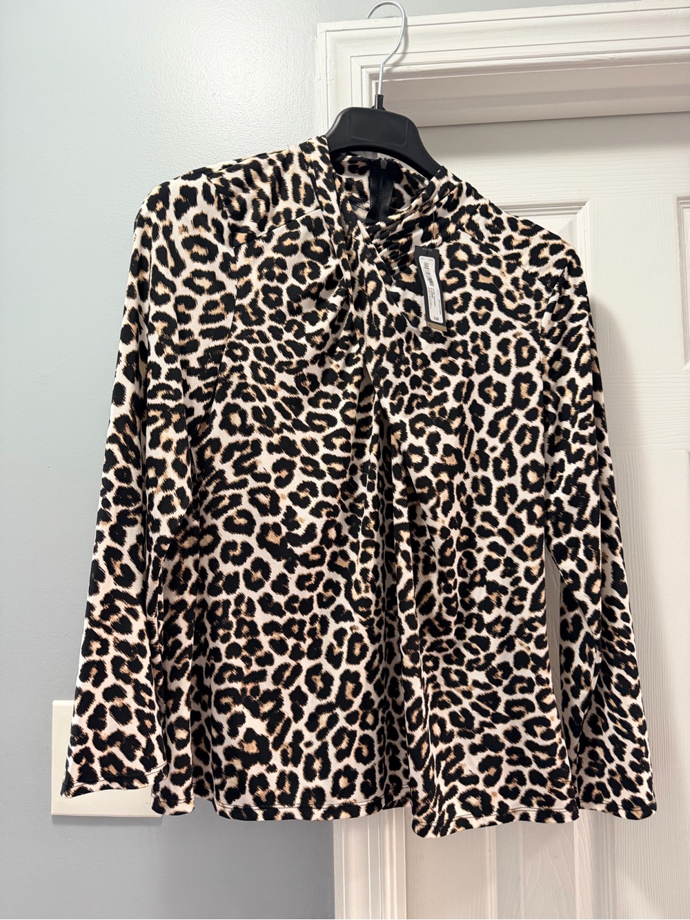 Worthington Leopard Print Women’s Top in Black and Tan